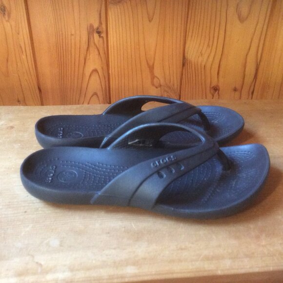 CROCS Kadee Black Flip Flop Thong Comfort Slip On Lightweight Sandal W Size 7 - Picture 3 of 10